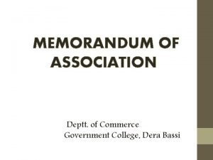 MEMORANDUM OF ASSOCIATION Deptt of Commerce Government College