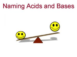 Naming Acids and Bases Naming Bases Bases contain