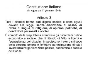 Costituzione italiana in vigore dal 1 gennaio 1948