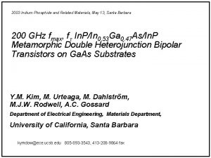 2003 Indium Phosphide and Related Materials May 13