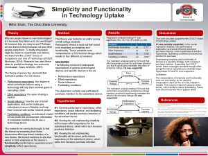 Simplicity and Functionality in Technology Uptake School of