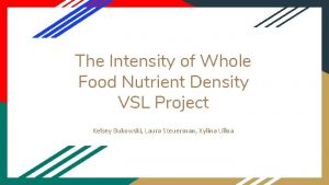 The Intensity of Whole Food Nutrient Density VSL