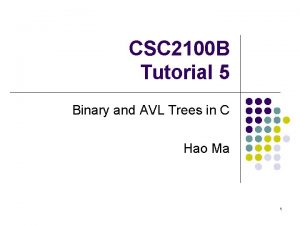 CSC 2100 B Tutorial 5 Binary and AVL