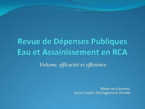 Revue de Dpenses Publiques Eau et Assainissement en