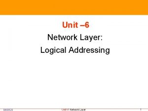 Unit 6 Network Layer Logical Addressing 040820 UnitVI