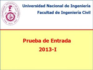 Universidad Nacional de Ingeniera Facultad de Ingeniera Civil