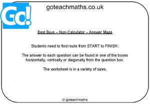 Best Buys NonCalculator Answer Maze Students need to