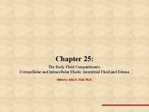 Chapter 25 The Body Fluid Compartments Extracellular and