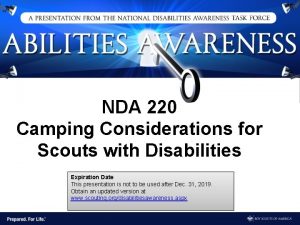 NDA 220 Camping Considerations for Scouts with Disabilities