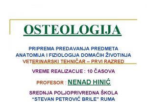 OSTEOLOGIJA PRIPREMA PREDAVANJA PREDMETA ANATOMIJA I FIZIOLOGIJA DOMAIH