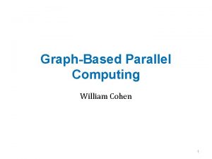 GraphBased Parallel Computing William Cohen 1 Computing paradigms