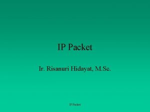 IP Packet Ir Risanuri Hidayat M Sc IP