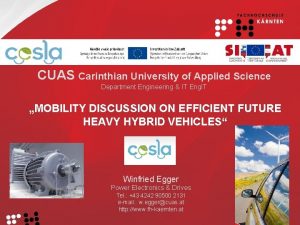 CUAS Carinthian University of Applied Science Department Engineering