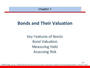 Chapter 7 Bonds and Their Valuation Key Features