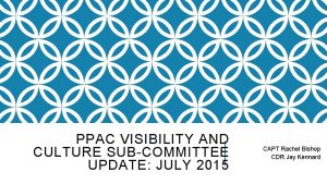 PPAC VISIBILITY AND CULTURE SUBCOMMITTEE UPDATE JULY 2015