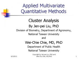 Applied Multivariate Quantitative Methods Cluster Analysis By Jenpei