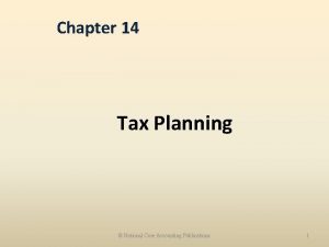 Chapter 14 Tax Planning National Core Accounting Publications