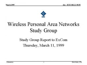 March 1999 doc IEEE 802 11 9858 Wireless