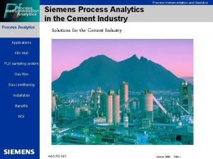 Process Instrumentation and Analytics Siemens Process Analytics in