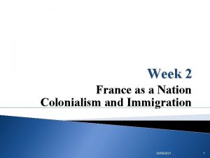 Week 2 France as a Nation Colonialism and