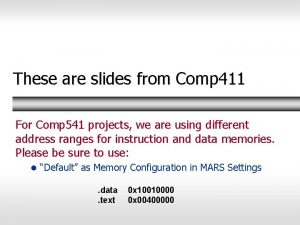 These are slides from Comp 411 For Comp