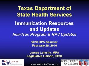 Texas Department of State Health Services Immunization Resources