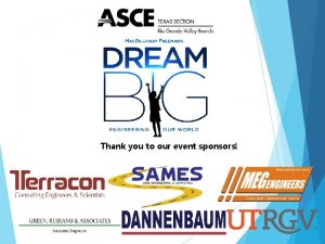 Thank you to our event sponsors Thank you