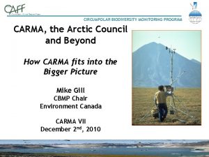 CIRCUMPOLAR BIODIVERSITY MONITORING PROGRAM CARMA the Arctic Council