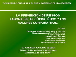 CONSIDERACIONES PARA EL BUEN GOBIERNO DE UNA EMPRESA