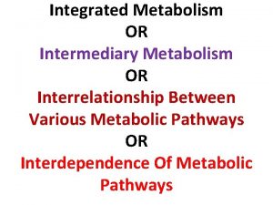 Integrated Metabolism OR Intermediary Metabolism OR Interrelationship Between