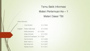 Temu Balik Informasi Materi Pertemuan Ke 1 Materi