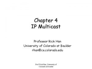 Chapter 4 IP Multicast Professor Rick Han University