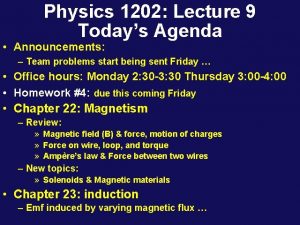 Physics 1202 Lecture 9 Todays Agenda Announcements Team