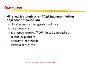 Overview Alternative controller FSM implementation approaches based on