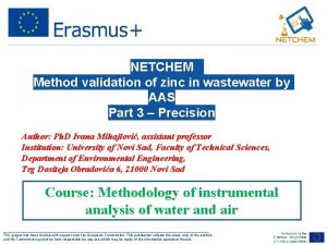 NETCHEM Method validation of zinc in wastewater by