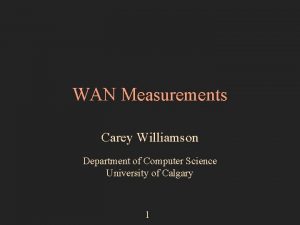 WAN Measurements Carey Williamson Department of Computer Science