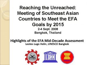 Reaching the Unreached Meeting of Southeast Asian Countries