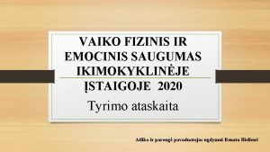 VAIKO FIZINIS IR EMOCINIS SAUGUMAS IKIMOKYKLINJE STAIGOJE 2020