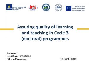 Assuring quality of learning and teaching in Cycle