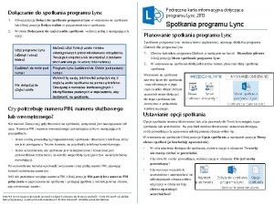 Podrczna karta informacyjna dotyczca programu Lync 2013 Doczanie