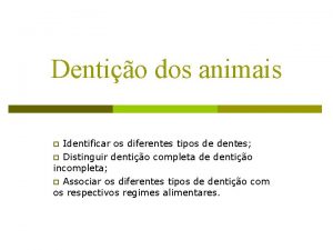 Dentio dos animais Identificar os diferentes tipos de