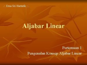 Erna Sri Hartatik Aljabar Linear Pertemuan 1 Pengenalan