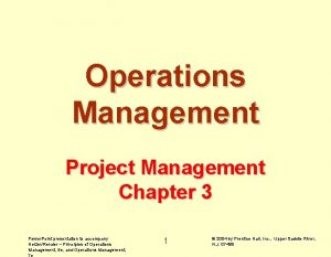 Operations Management Project Management Chapter 3 Power Point