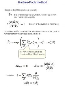 HartreeFock method Based on the Ritz variational principle