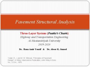 Pavement Structural Analysis ThreeLayer System Peatties Charts Highway