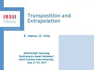 Transposition and Extrapolation E Ivanov D Vola NEKVACNUC