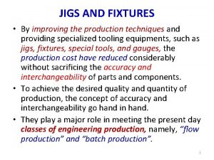 JIGS AND FIXTURES By improving the production techniques