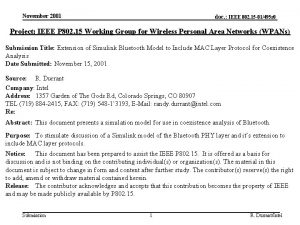 November 2001 doc IEEE 802 15 01495 r