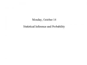 Monday October 14 Statistical Inference and Probability Population