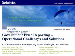 2004 November 16 2004 Pharmaceutical Regulatory and Compliance